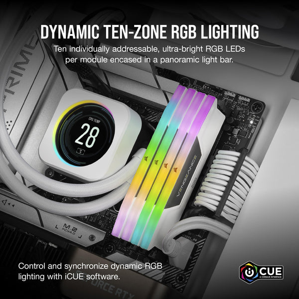 CORSAIR VENGEANCE RGB DDR5 32GB (2x16GB) DDR5 6000MHz CL30 AMD EXPO Intel XMP iCUE Compatible Computer Memory – Gray (CMH32GX5M2B6000Z30K)