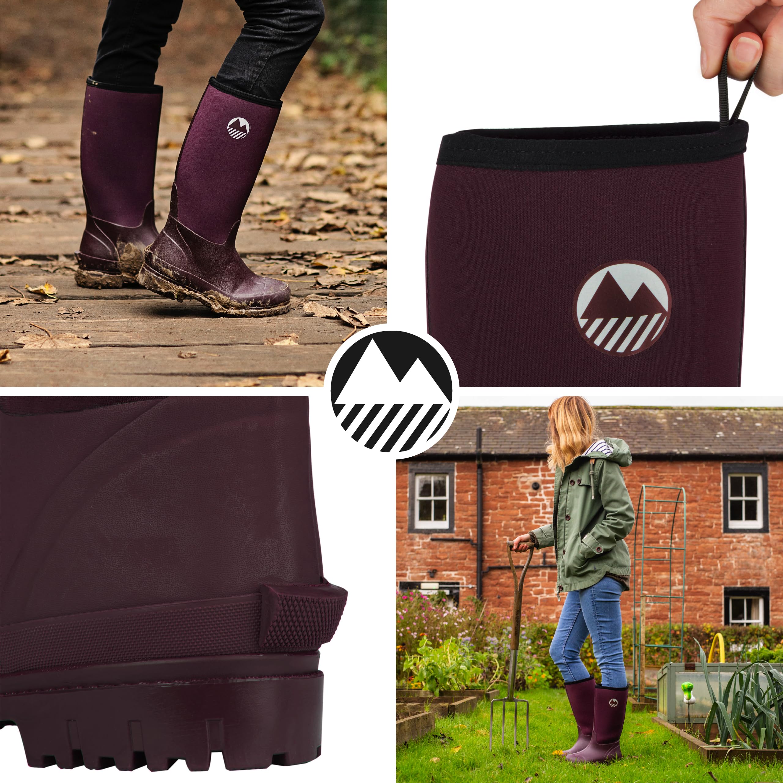 Lakeland Active Women's Rydal Neoprene Insulated Rubber Mucker & Yard Wellington Boots Warm Lined Fully Knee High Waterproof Wellies in Black, Moss Green, Navy Blue & Plum