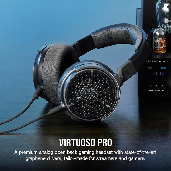 Corsair VIRTUOSO PRO Wired Open Back Gaming Headset - Detachable Uni-Directional Microphone - 50mm Graphene Drivers - 20Hz-40 kHz Frequency Reponse - Carbon