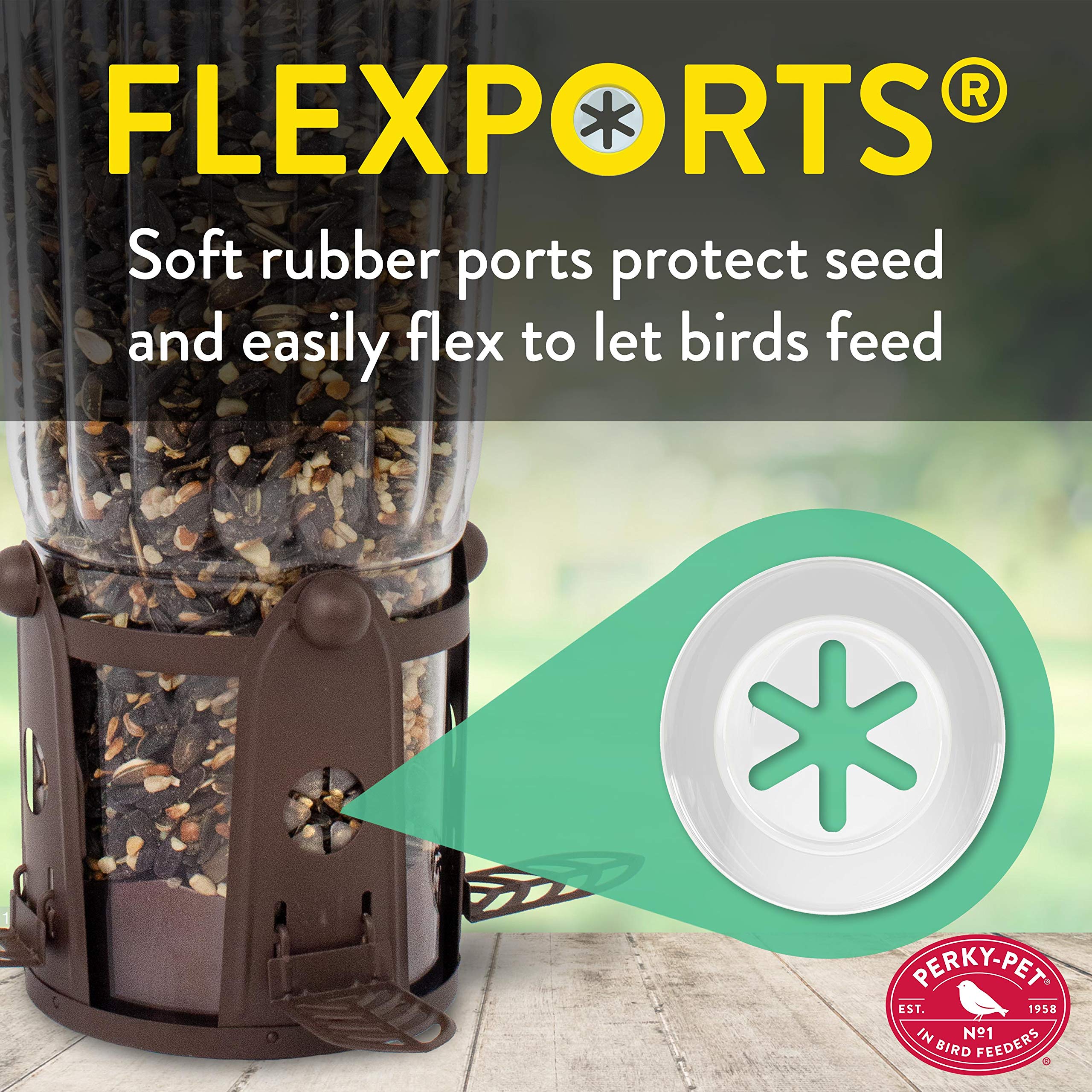 Perky-Pet 334-1SR Squirrel-Be-Gone Max Large Wild Bird Feeder with Flexports, Squirrel Proof Bird Feeder with Weight-Activated Perches - 4LB Seed