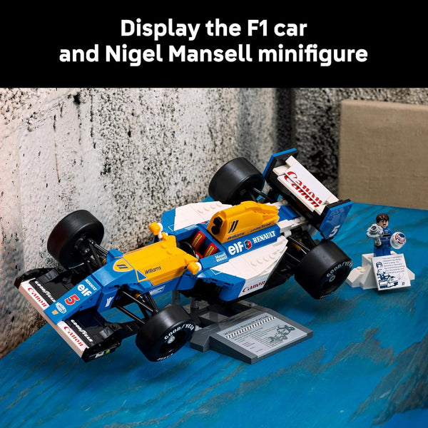 LEGO Icons Williams Racing FW14B & Nigel Mansell - F1 Car Model Set for Adults, with a Collectible Driver Minifigure, Trophy & Display Stand - Gift Idea for Men, Women & Teenage Motorsports Fans 10353