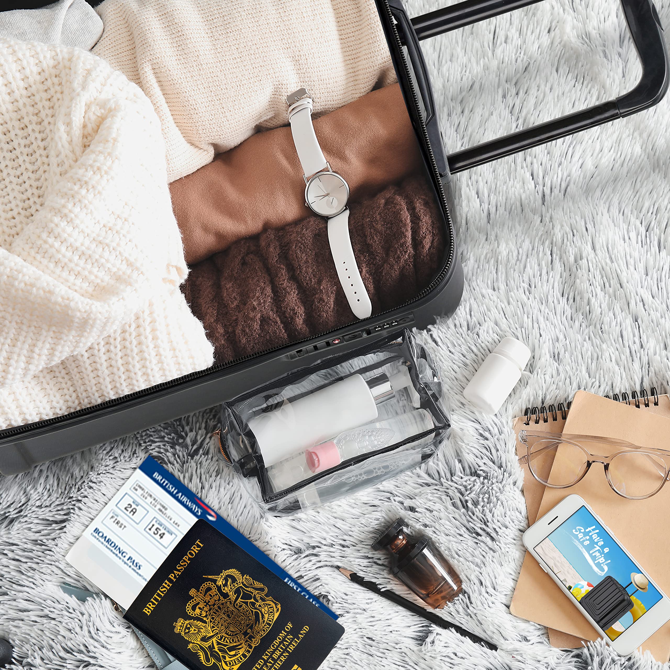 Flight Knight Premium Lightweight Suitcase - Built-in TSA Lock - 8 Spinner Wheels - ABS Hard Shell Check in Highly Durable Luggage - Medium - 67x45x26cm