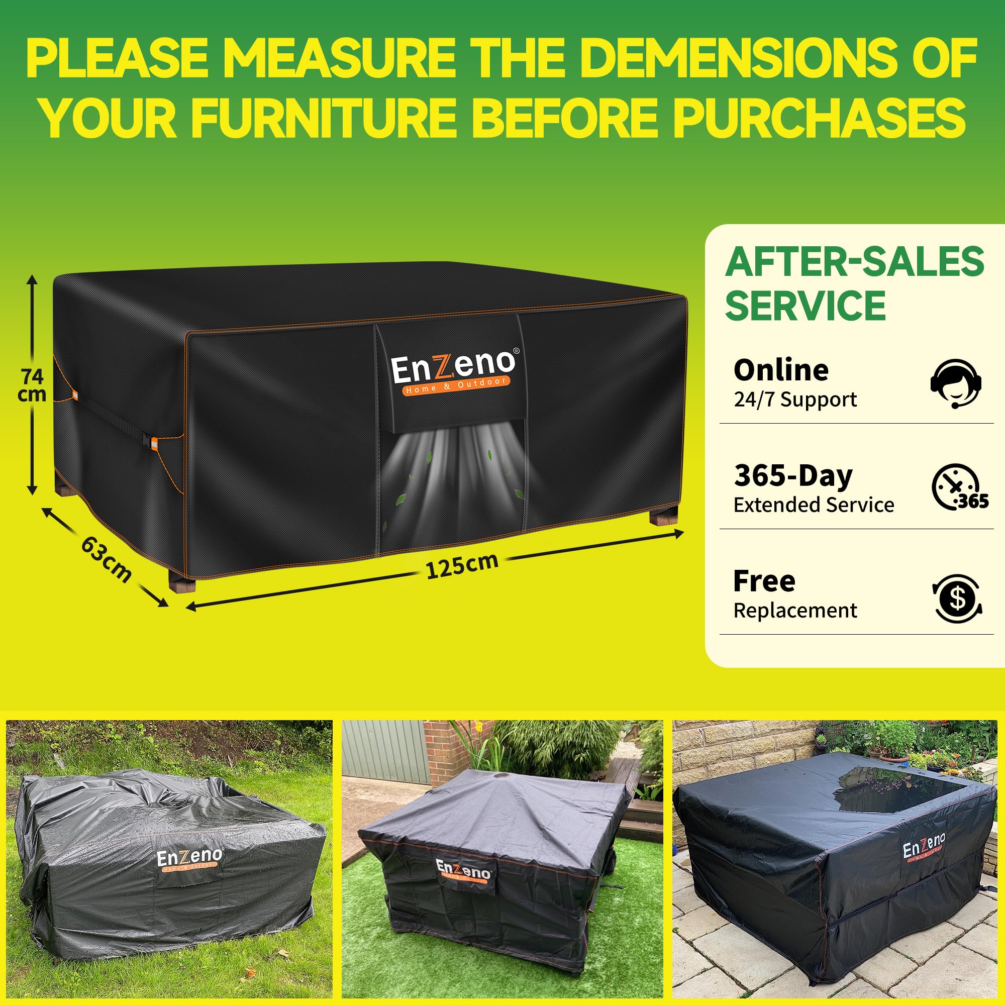 Enzeno Outdoor Garden Furniture Set Covers Waterproof,242x182x100cm Tear Resistant Oxford Fabric Furniture Covers for Outside,Large Patio Set Cover, Garden Table Cover,Windproof, Anti-UV,Rectangular