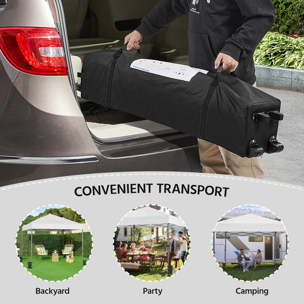 Yaheetech Pop Up Gazebo, 3x3m Easy One Person Setup Instant Shelter, Waterproof Garden Patio Canopy with 4 Sandbags, 4 Ropes & 8 Stakes, Wheeled Bag, Steel Frame, Adjustable Height - Beige