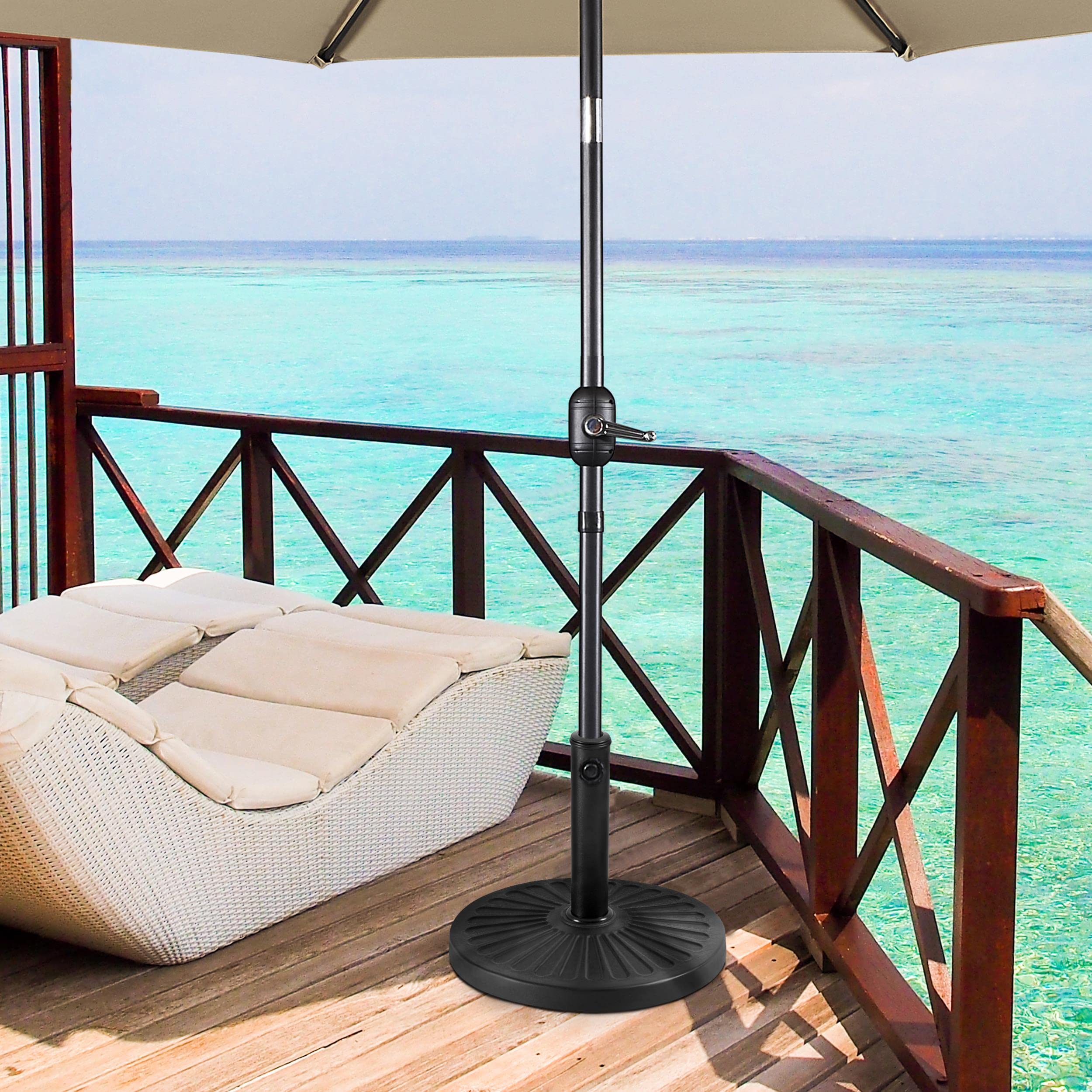 Yaheetech 10kg Patio Umbrella Stand Parasol Base Weight Heavy Duty Garden Parasol Stand Holder Round Iron Umbrella Base Stand Bronze