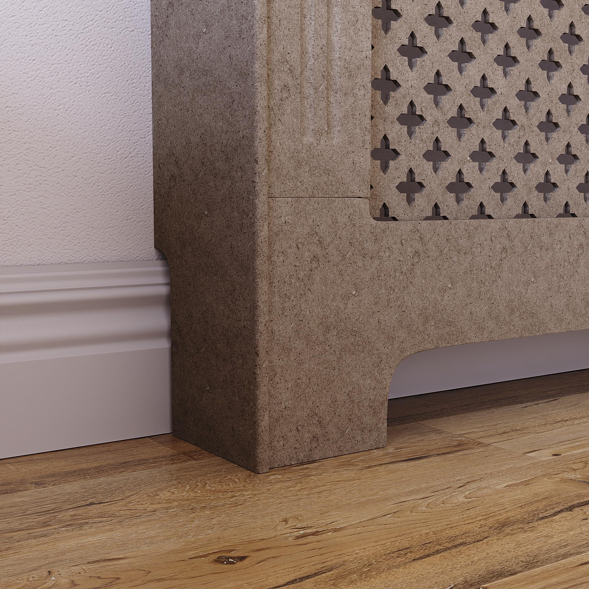 Vida Designs Oxford Radiator Cover – Traditional Cross Pattern, Olive Grey, MDF, Modern Painted Finish, Heat Efficient, Small, (H 82 x W 78 x D 19 cm)