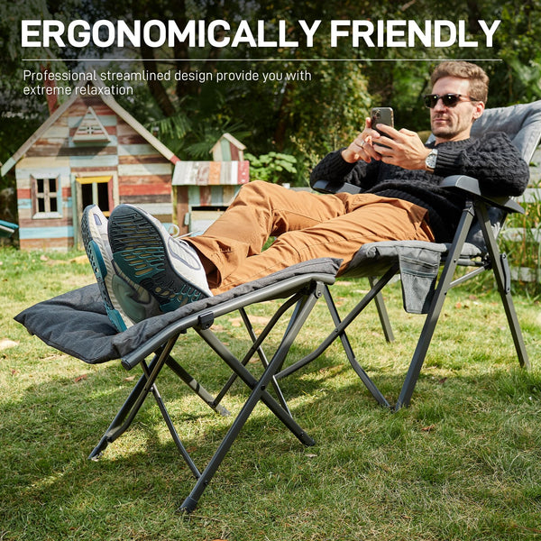 EVER ADVANCED Folding Camping Footrest Ergonomical Ottomans for Living Room Collapsible Garden Footstool Lightweight Leg Rest with Carry Bag for
