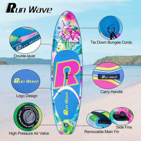 Runwave Inflatable Stand Up Paddle Board 11'×33''×6''(6'' Thick) Non-Slip Deck with Premium SUP Accessories | Wide Stance, Bottom Fins for Surfing Control | Youth Adults Beginner