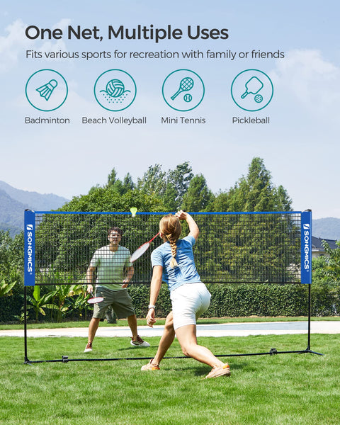 SONGMICS 3 m Badminton Net, Volleyball Net, Adjustable Poles Height, Portable Set for Tennis