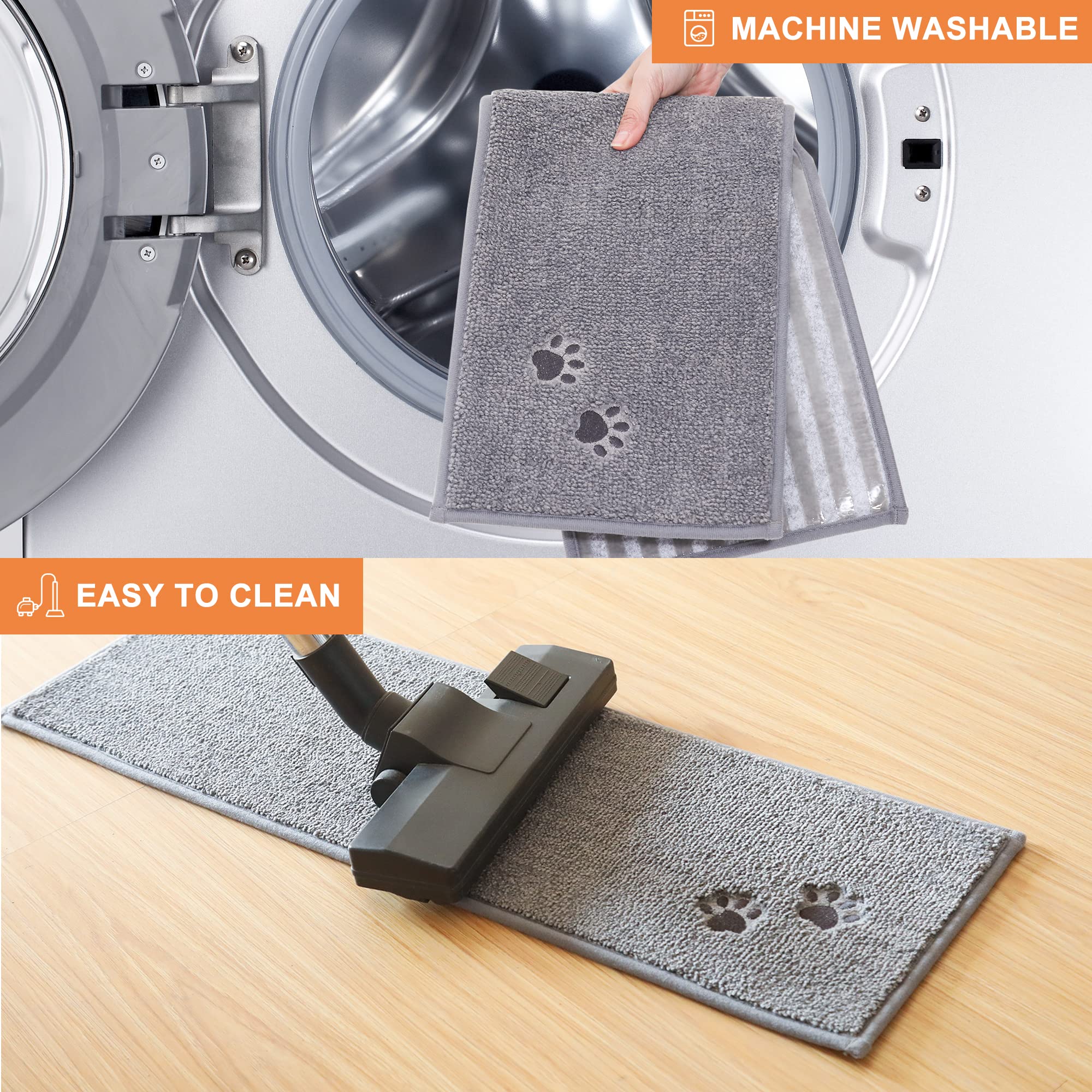 BEQHAUSE Stair Treads - Non-Slip, Machine Washable Carpet Stair Runner 22x70cm, Soft Indoor, 15pcs, Grey