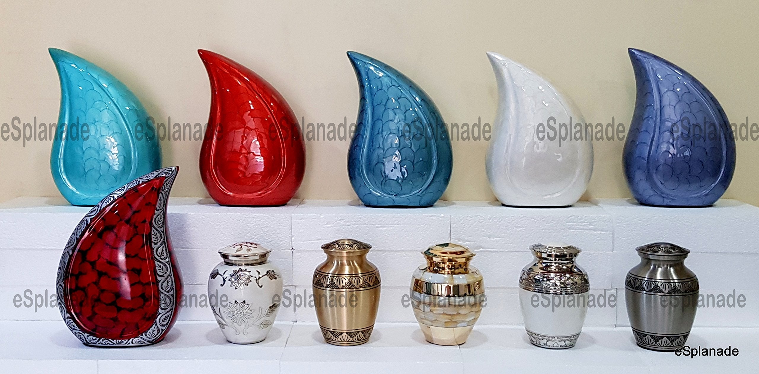 eSplanade Teardrop Cremation Urn Memorial Container Jar Pot | Cremation urn | Metal urn | Burial urn (Fiery Red)