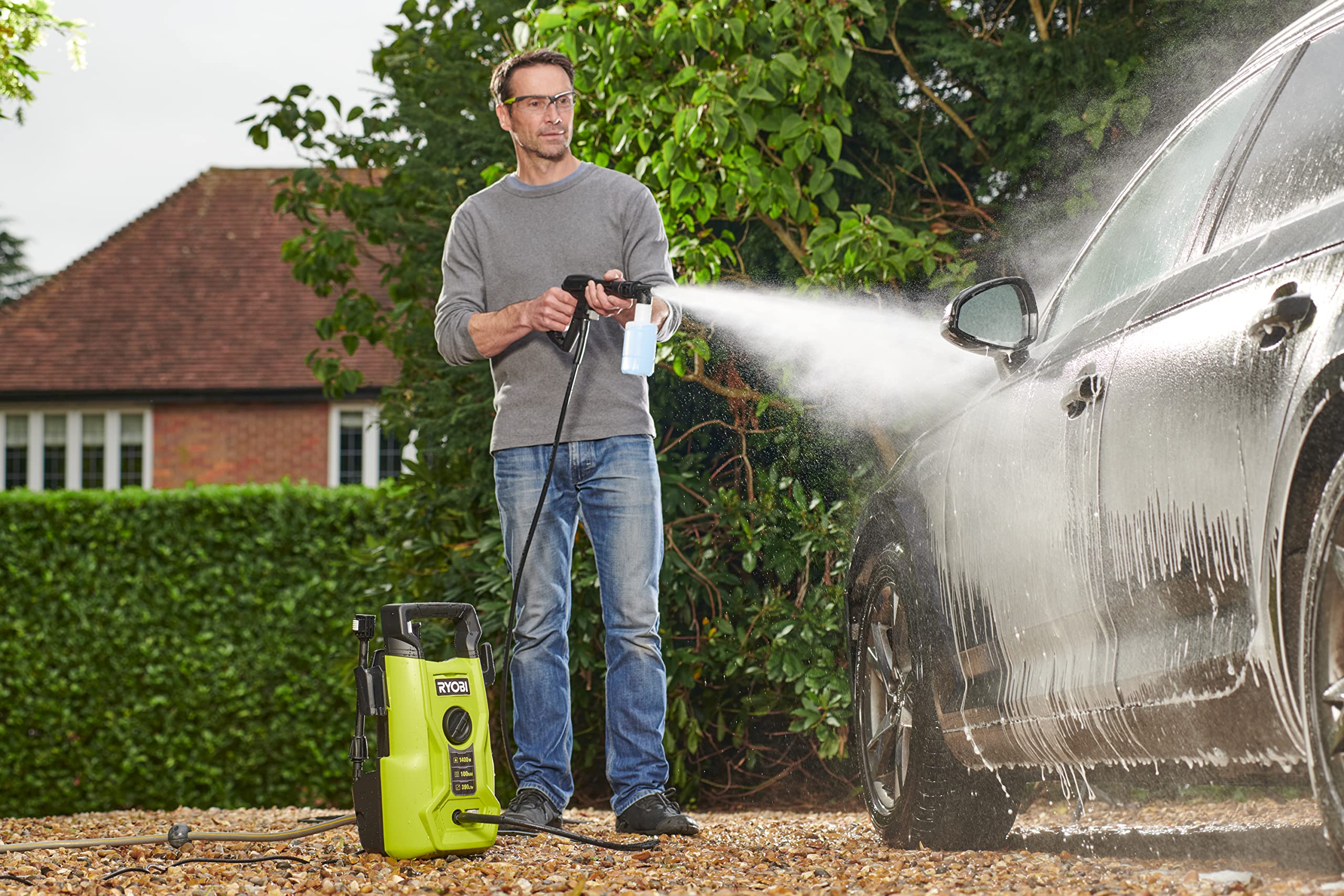 RYOBI RY110PWA 1400W 110bar Pressure Washer, Hyper Green,5133005366