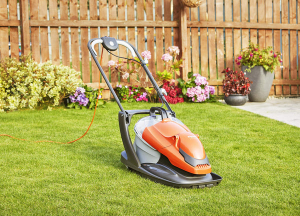 Flymo EasiGlide Plus 360V Hover Collect Lawn Mower - 2000W Motor, 36cm Cutting Width, 26 Litre Grass Box, Folds Flat, 10m Cable Length, Orange and Grey