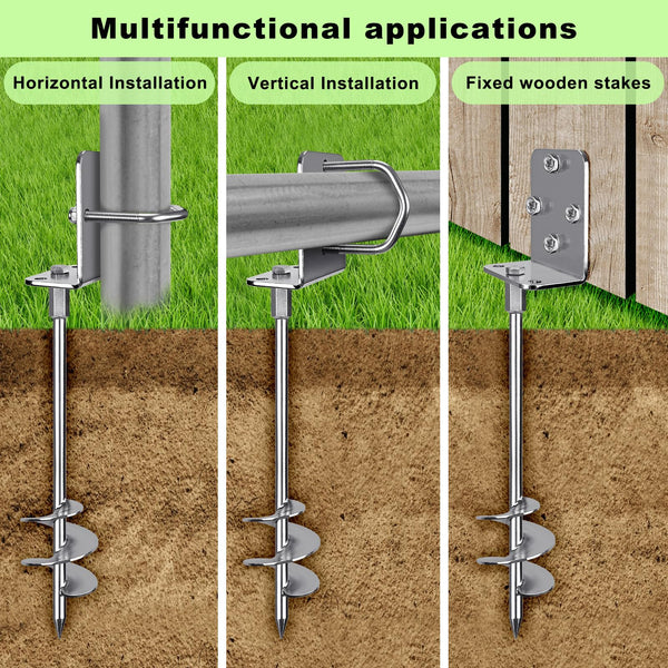 Insaga Multi-Purpose Ground Anchors Screw in, Wider Spiral Earth Anchors, Fully Welded Mobile Home Anchors for Trampolines, Swing Sets, Carports and