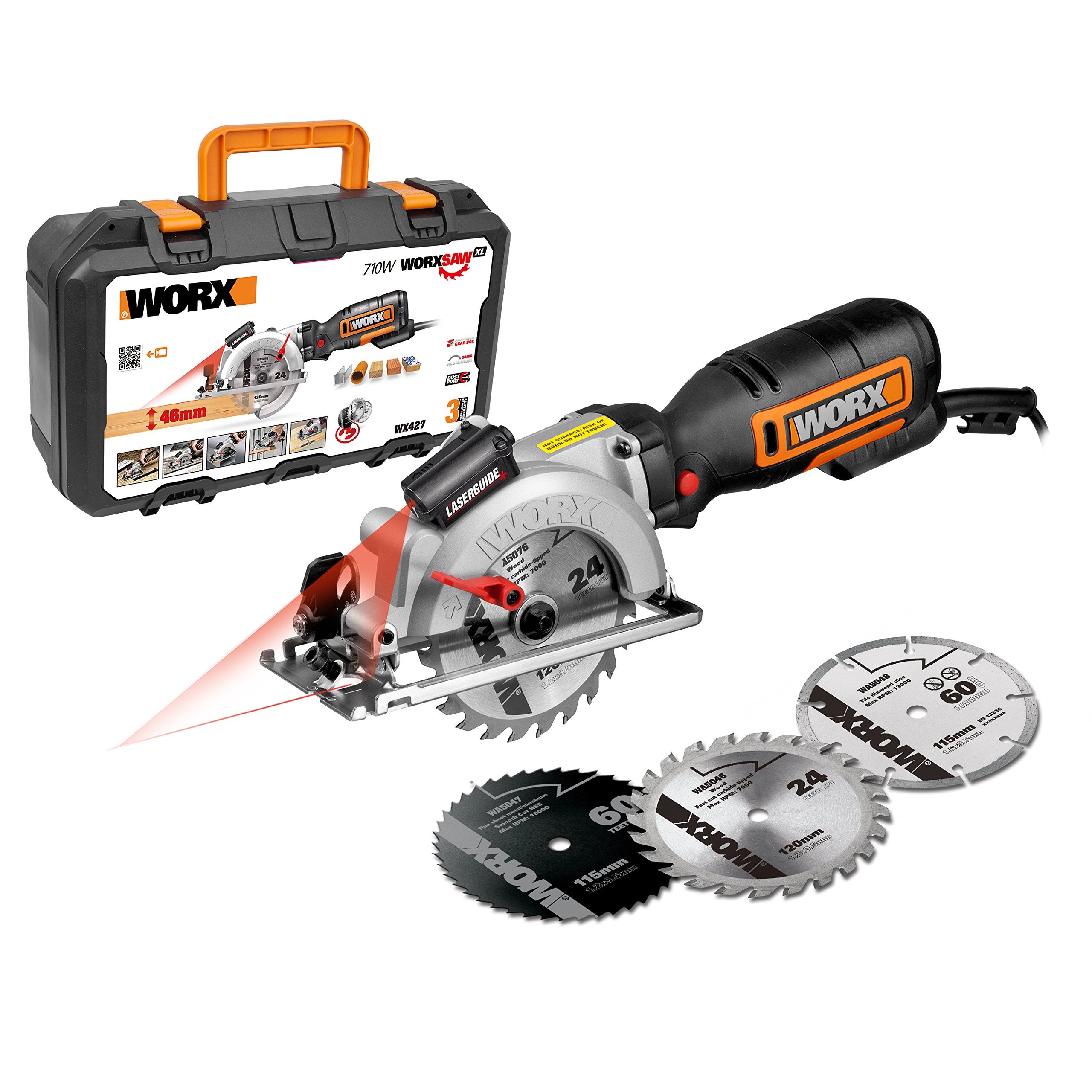 WORX WX439 500W 120mm Black and Orange Worx Saw Compact Circular Saw