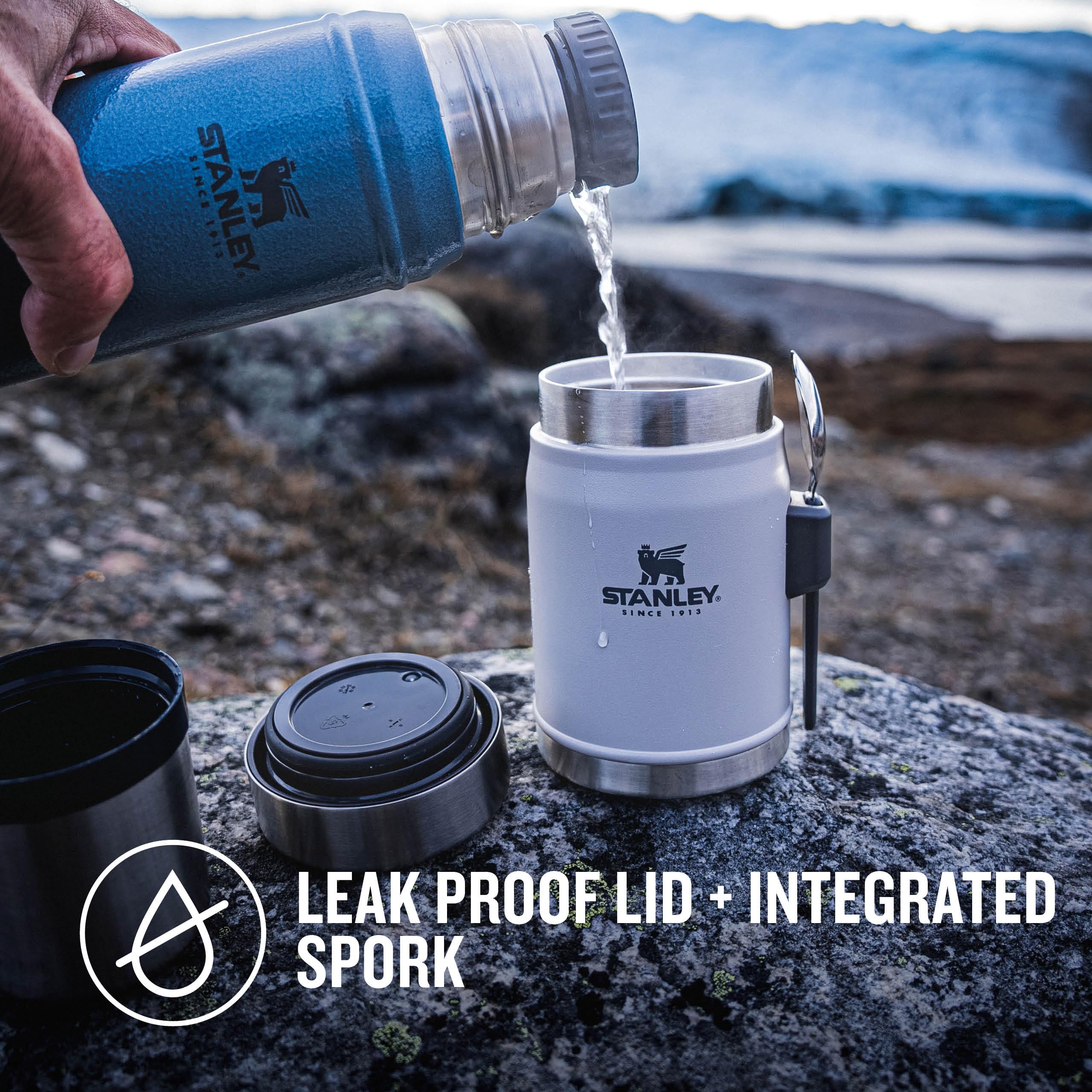 Stanley Classic Legendary Food Jar 0.4L With Spork - Keeps Cold For 7 Hours - BPA-Free Stainless Steel Soup Flask - Leakproof - Dishwasher Safe - Rose Quartz