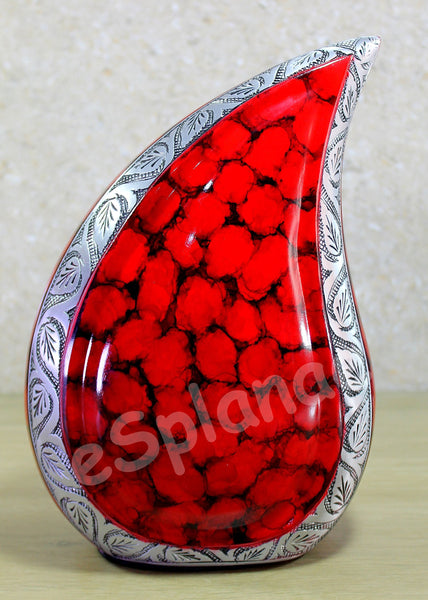 eSplanade Teardrop Cremation Urn Memorial Container Jar Pot | Cremation urn | Metal urn | Burial urn (Fiery Red)