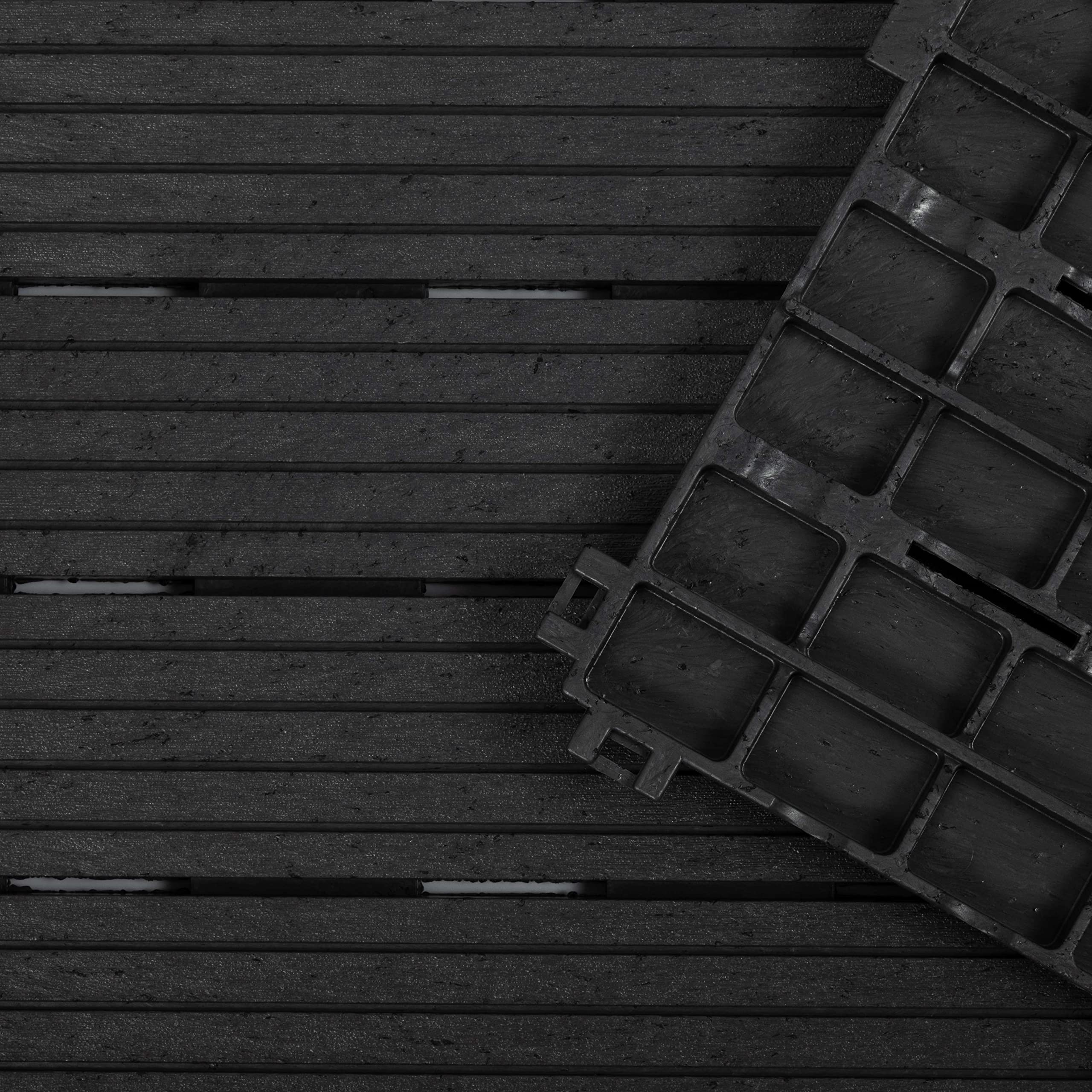 Nicoman Garden Decking Tiles Cosmopolitan Patio, Terrace, Hot Tub Deck Tiles | Interlocking Decking Tiles | Recycled | Cosmo Composite | Outdoor Drainage Deck Flooring (Graphite, 30 x 30cm, 10x)