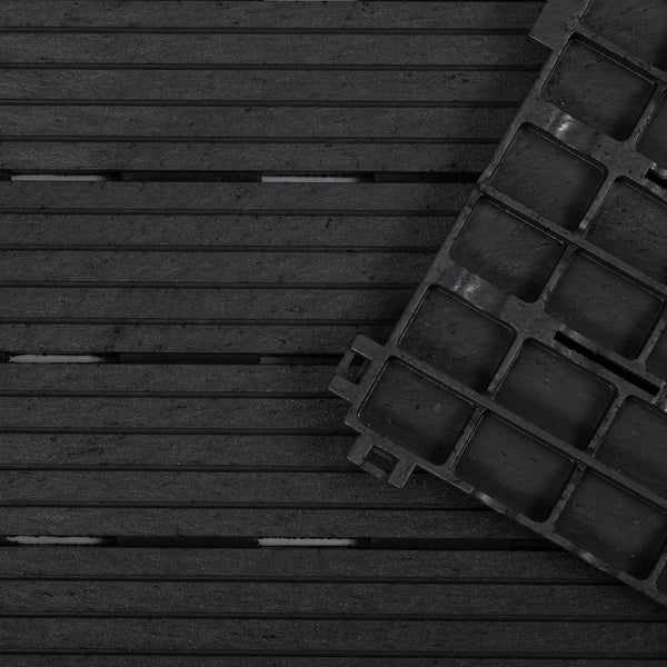 Nicoman Garden Decking Tiles Cosmopolitan Patio, Terrace, Hot Tub Deck Tiles | Interlocking Decking Tiles | Recycled | Cosmo Composite | Outdoor Drainage Deck Flooring (Graphite, 30 x 30cm, 10x)