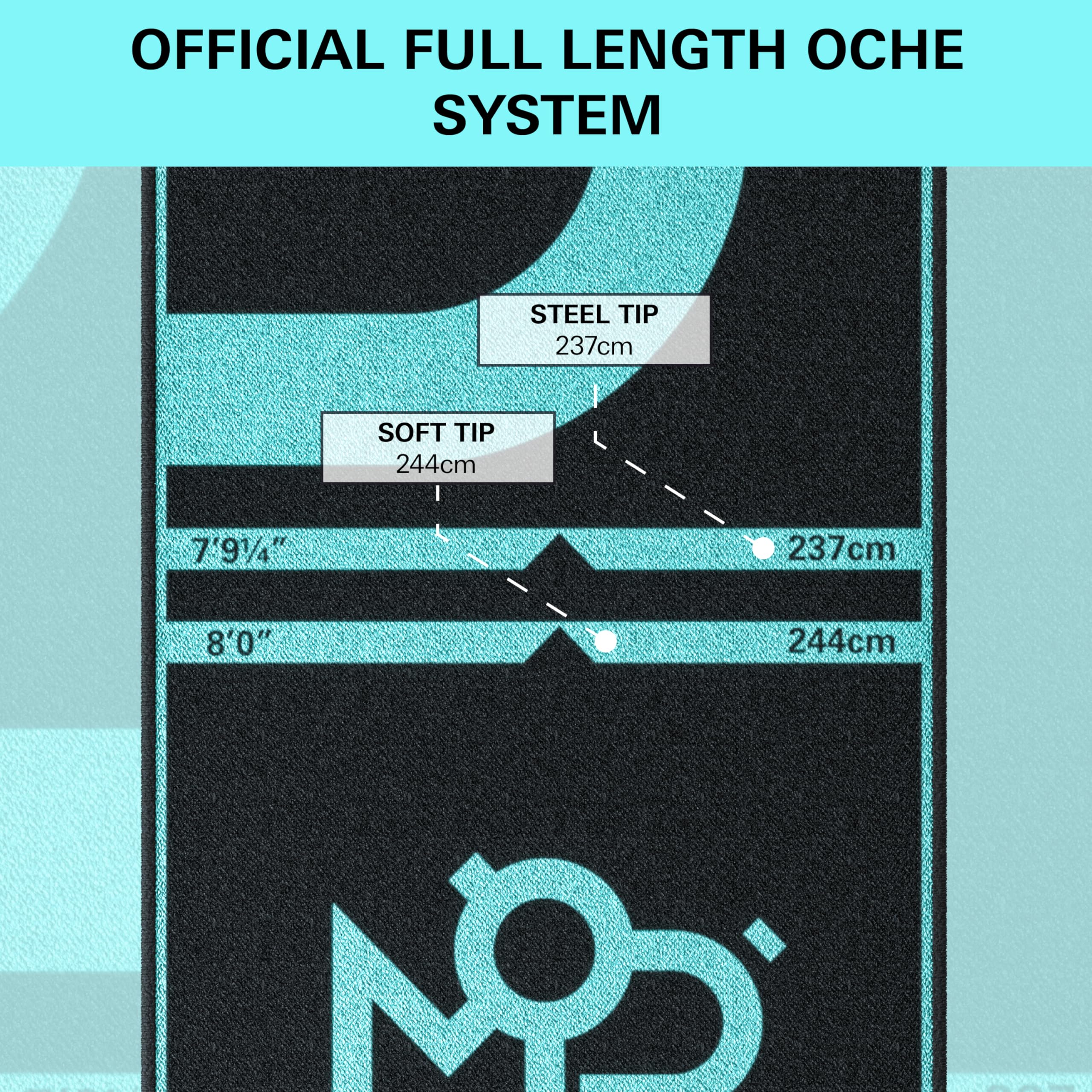 TARGET Darts World Champion Darts Mat MOD Design | Dart Oche Mat with Soft Tip and Steel Tip Throw Line Distances | Non Slip Carpet Mats for Floor and