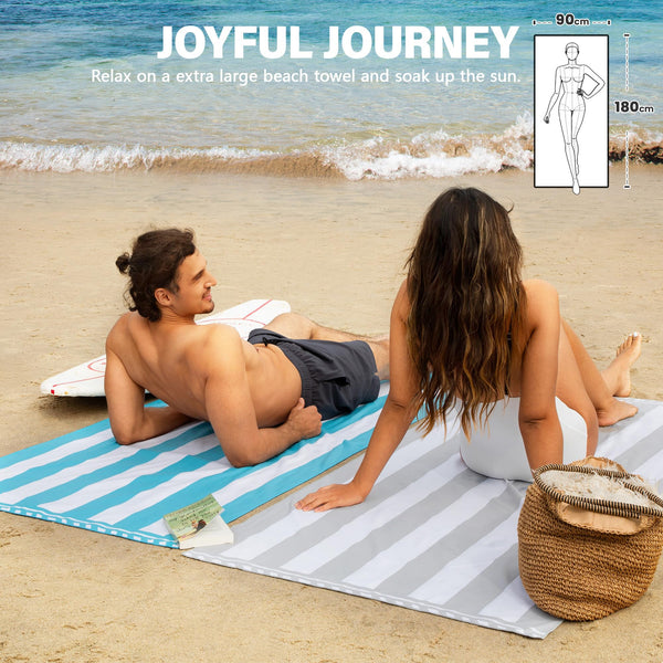 Winthome Beach Towel, Extra Large Microfibre Beach Towel for Adult, Double Sides Sand Free Quick Dry lightweight Travel Swimming Towel(Pink + Green, 90×180cm - 2 pack)