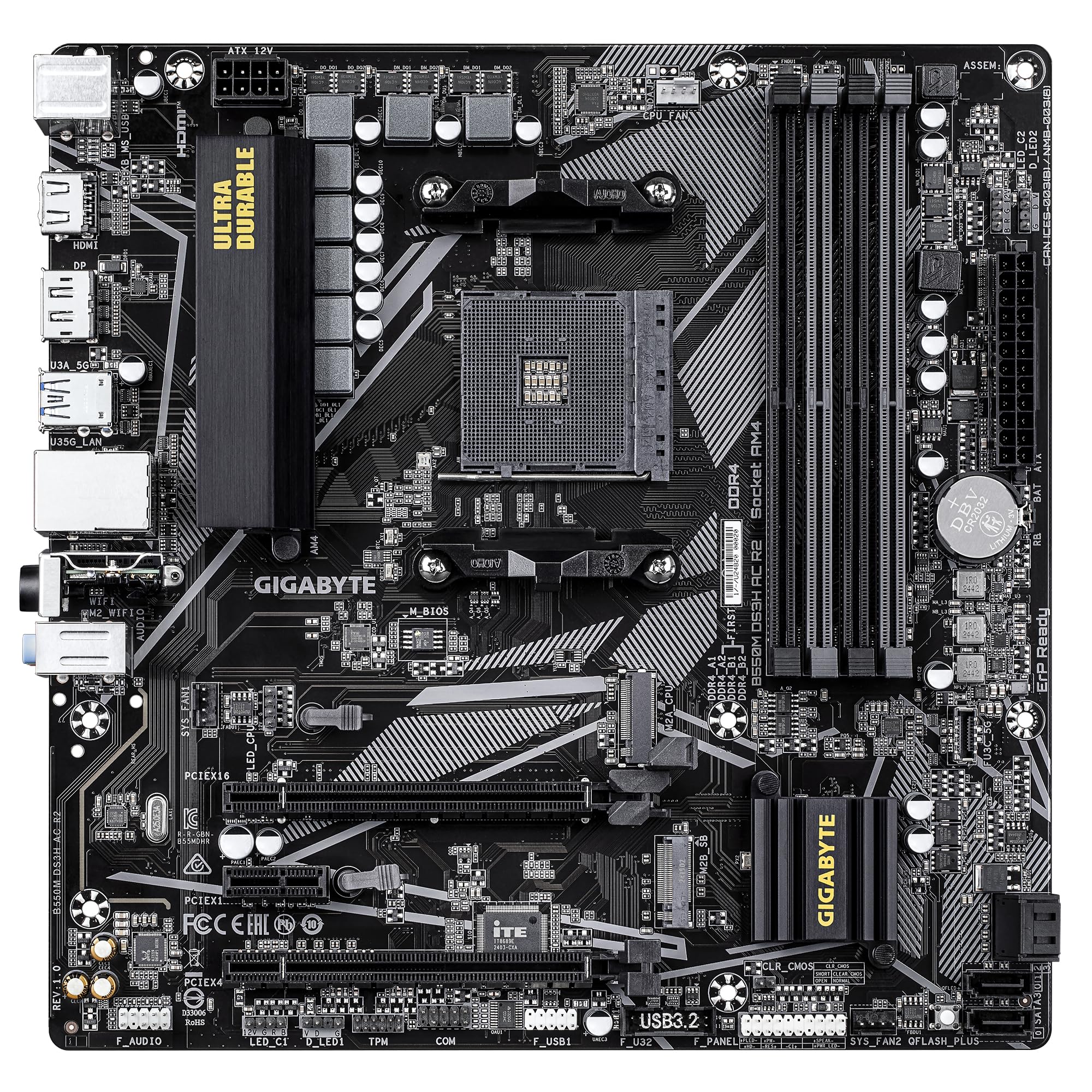 Gigabyte B550 AORUS ELITE V2 Motherboard - Supports AMD Ryzen 5000 Series AM4 CPUs, 12+2 Phases Digital Twin Power Design, up to 4733MHz DDR4 (OC), 2xPCIe 3.0 M.2, 2.5GbE LAN, USB 3.2 Gen1