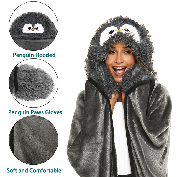 Shoppawhile Sloth Gifts for Women Wearable Hooded Blanket Soft Cute Warm Fluffy Sloth Hooded Blanket 59 * 51 inch