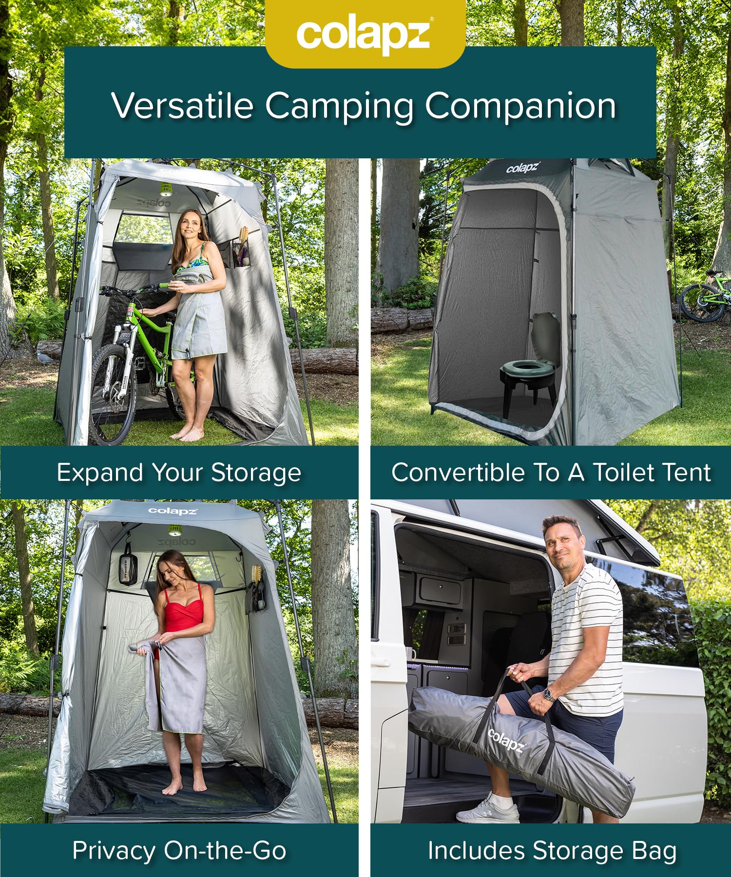 Colapz USB Rechargeable Camping Shower - Portable Shower for Dogs - High Pressure Jet Wash for Bikes - 1 Shower Head - 1 Jet Head - Carry Case Included - Campervan Essentials