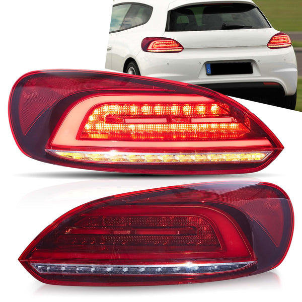 VLAND Rear Lights Fit for 2009-2014 Scirocco 1.4, 2.0, R version, Tail Lights with Dynamic Startup DRL, W/Sequential Turn Signal, Smoked