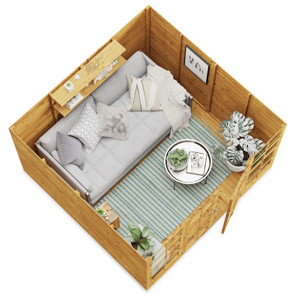 BillyOh Summerhouse Log Cabin 8 x 8 Wooden Garden Storage Shed Summer House Harper Apex Summerhouses (8x8)