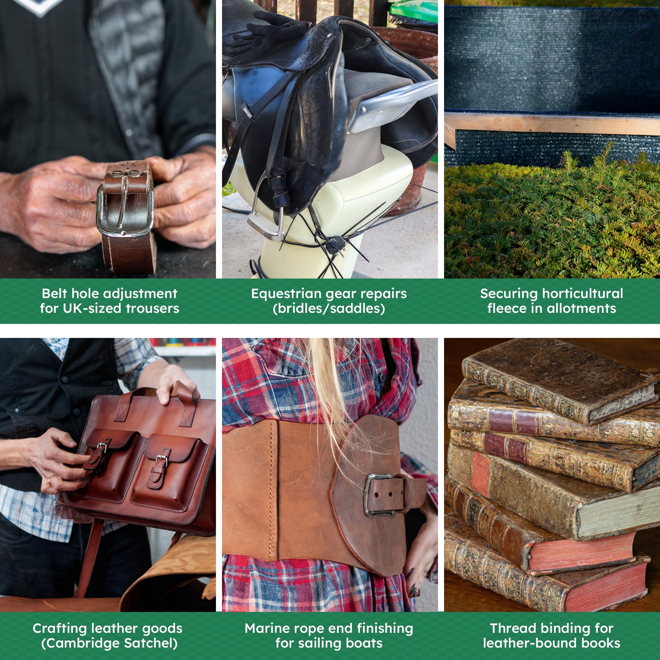 Professional Leather Hole Punch Plier - Tonmifr Heavy Duty 6 Sizes Belt & Watch Band Hole Puncher Tool, Leather Craft Tool for Belts, Handbags, Straps, Precision Ground Punches with Non-Slip Grips