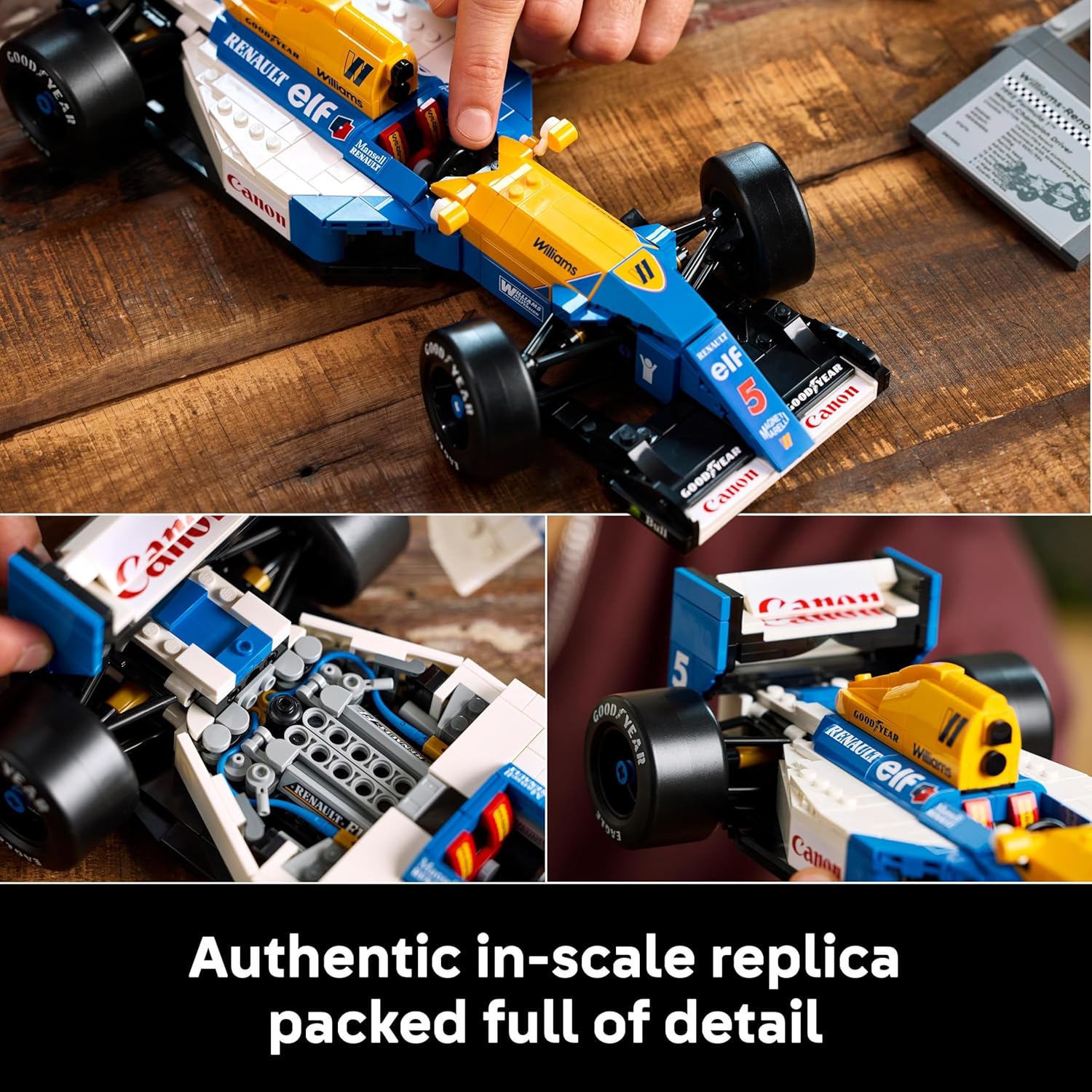 LEGO Icons Williams Racing FW14B & Nigel Mansell - F1 Car Model Set for Adults, with a Collectible Driver Minifigure, Trophy & Display Stand - Gift Idea for Men, Women & Teenage Motorsports Fans 10353