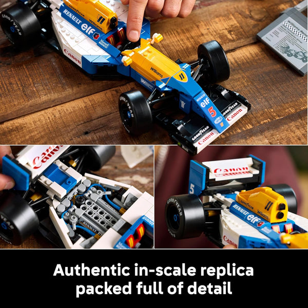 LEGO Icons Williams Racing FW14B & Nigel Mansell - F1 Car Model Set for Adults, with a Collectible Driver Minifigure, Trophy & Display Stand - Gift Idea for Men, Women & Teenage Motorsports Fans 10353