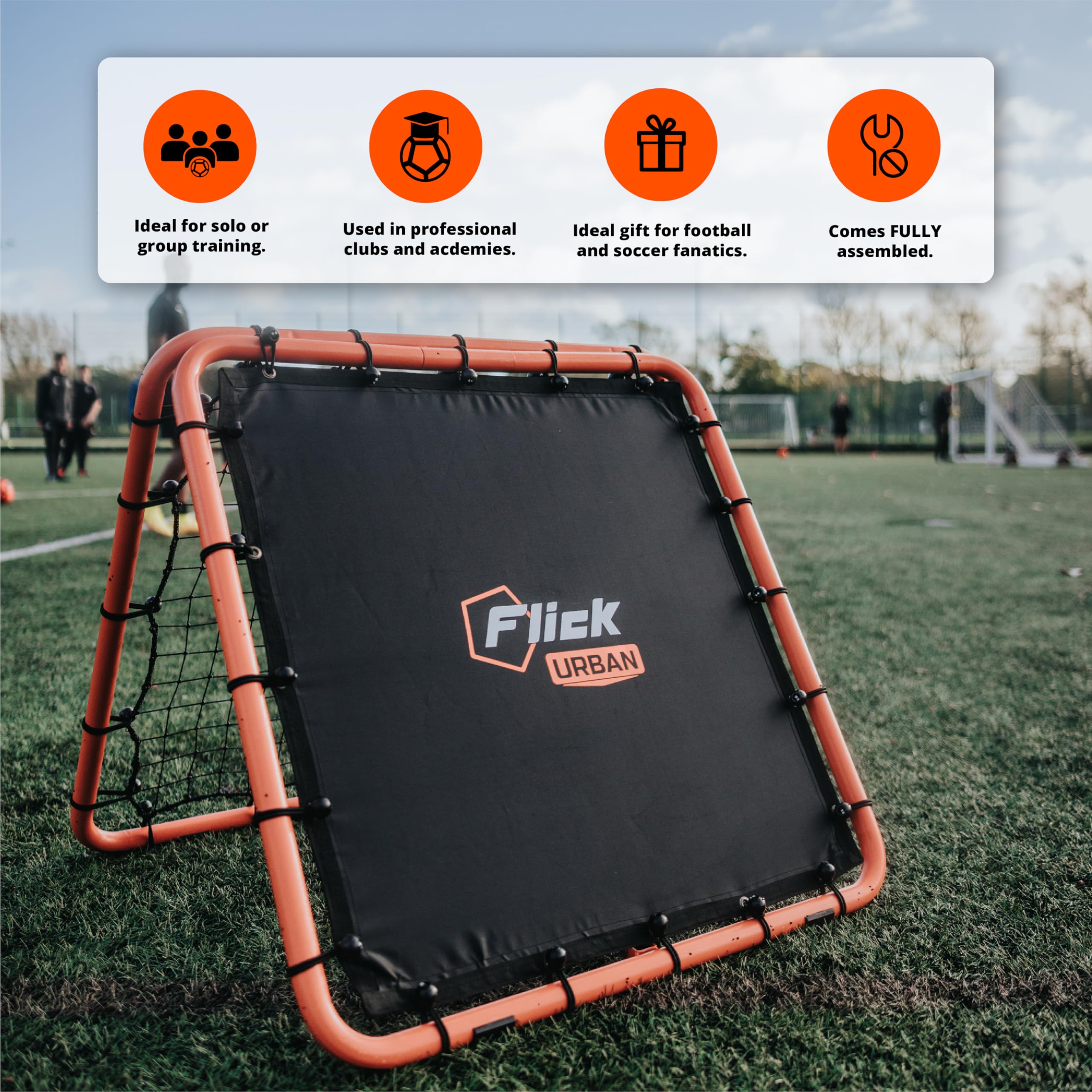 FLICK Dual Speed Rebounder - Soccer/Football Adjustable Double-Sided Rebounder - Soccer Training Equipment ? Portable Goalkeeper Precision Training