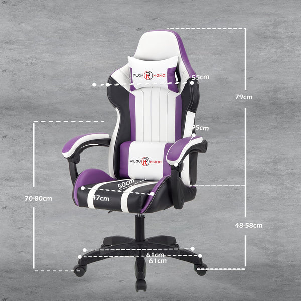 T-THREE.Ergonomic Leather Gaming Chair Height Adjustable with Headrest and Lumbar Support(Orange)