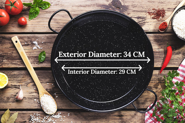 Alises - Enamelled Carbon Steel Induction Pan (Naturally Non-Stick) Paella Pan Induction Hob 34 cm - Paella Pan Induction 34 cm