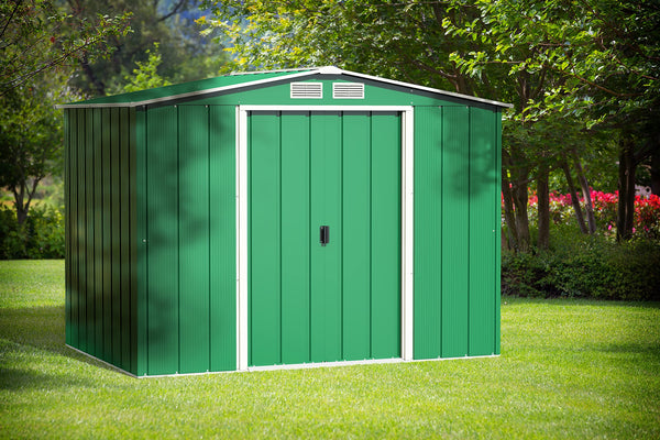 Duramax ECO 8 x 8 (6.35 m2) Metal Garden Storage Shed, Hot-Dipped Galvanized Metal Garden Shed, Tool Storage Shed, Strong Reinforced Roof Structure, Maintenance-Free Metal Shed, Anthracite