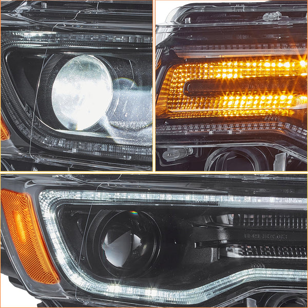 VLAND Full LED Headlights compatible with Grand Cherokee WK2 2014-2021,w/Startup dynamic display & Sequential Indicator, For Right hand drive - Black Housing