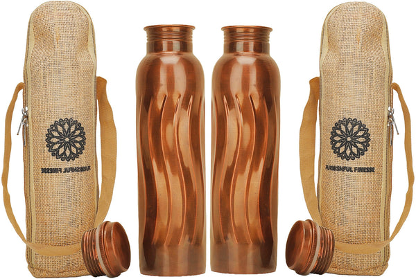 34 Oz Pure Copper Water Bottle With Ayurvedic Benefits Copper Bottle With Bag For Drinking Drink Leak Proof Lid Large Handcrafted Copper Water Vessel