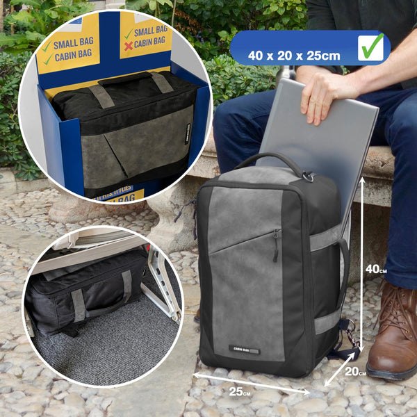 Cabin Max Manhattan 20L Underseat Backpack - 40x20x25 for Ryanair Cabin Bag with Padded Tech Pocket, Lockable Compartment & Versatile Straps - Stylish Travel Companion for Airlines