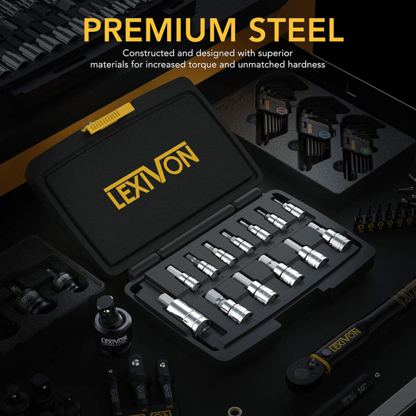 LEXIVON Master HEX Bit Socket Set, Premium S2 Alloy Steel | Complete 32-Piece, SAE and Metric Set | Enhanced Storage Case (LX-144)