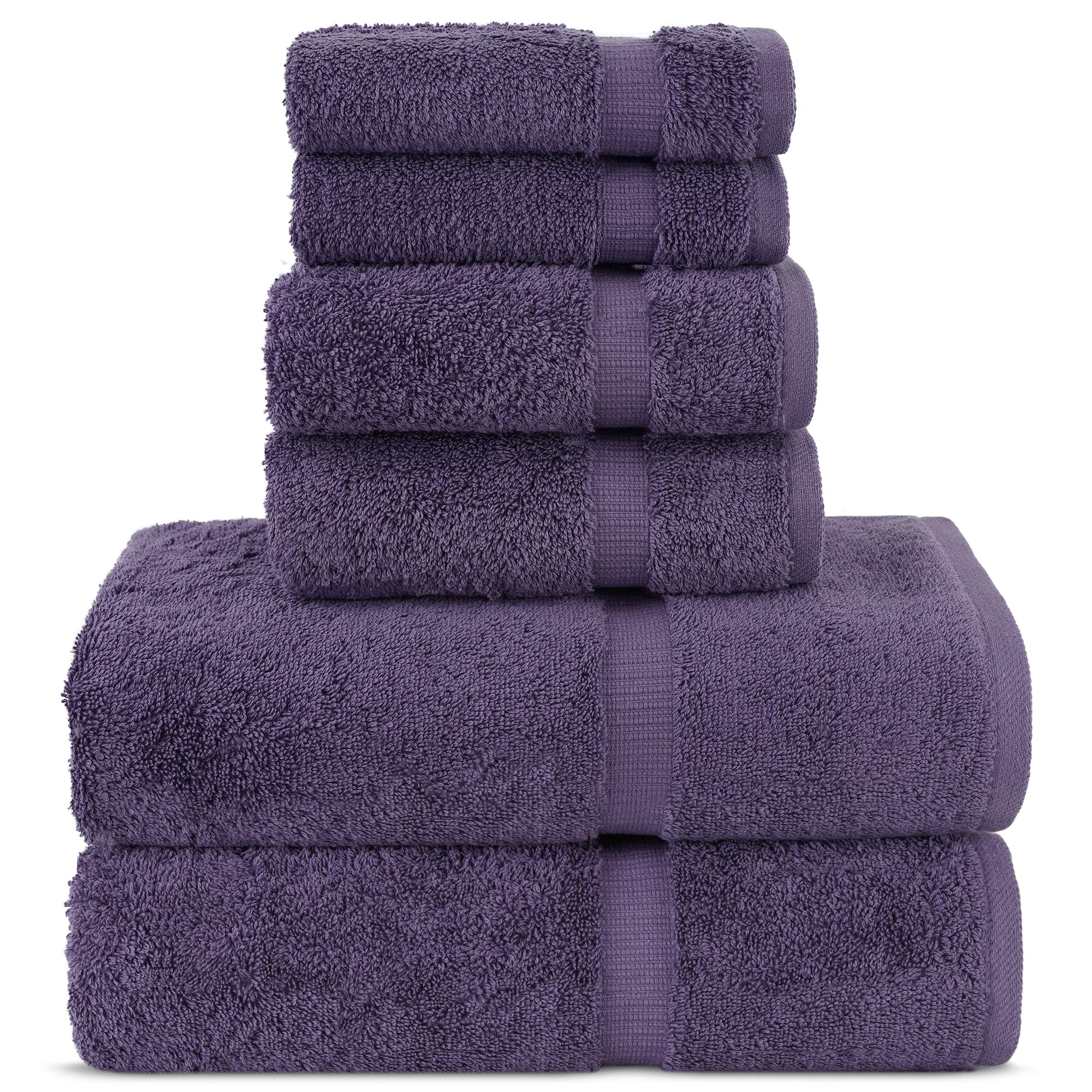 Chakir Turkish Linens Luxury Spa and Hotel Quality Premium Turkish Cotton 6-Piece Towel Set (2 x Bath Towels, 2 x Hand Towels, 2 x Washcloths)