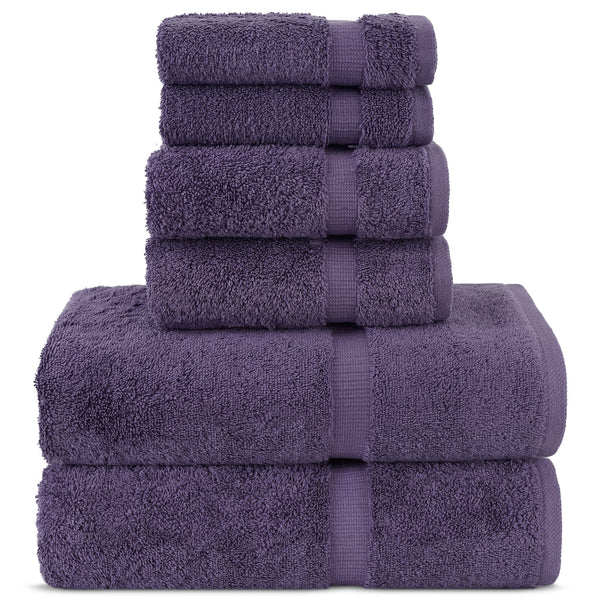 Chakir Turkish Linens Luxury Spa and Hotel Quality Premium Turkish Cotton 6-Piece Towel Set (2 x Bath Towels, 2 x Hand Towels, 2 x Washcloths)