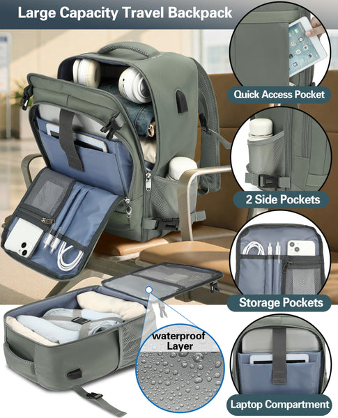 KLOSTAIN for Easyjet Cabin Bag 45x36x20 Travel Backpack Hand Luggage Carry-ons Bag Laptop Backpack Ruscksack for Airplanes Flight New Easyjet Underseat Cabin Bags Fit 14" Laptop Navy