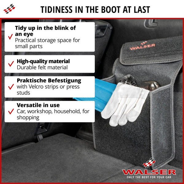 Walser Boot Bag Toolbag Organiser Size XXL, Needle Felt Boot Organiser, Car Bag, Car Storage Bag, boot organiser 57x16x21 cm black