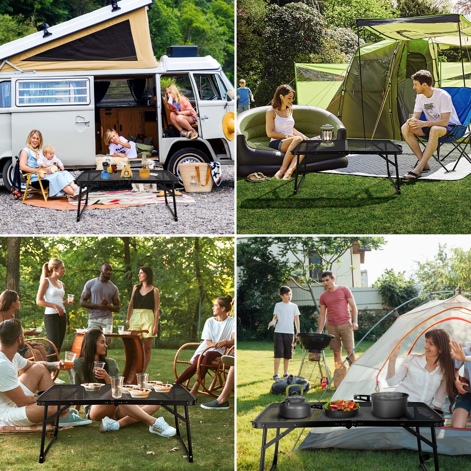 Odoland Portable Camping Table Ultralight Aluminum Folding Picnic Table Small Camp Table for Beach Hiking Backpacking Outdoor Indoor Picnic RV BBQ Black