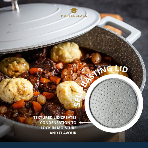 MasterClass Casserole Dish With Lid, Medium 4L/24 cm, Lightweight Cast Aluminium, Induction Hob And Oven Safe, Black