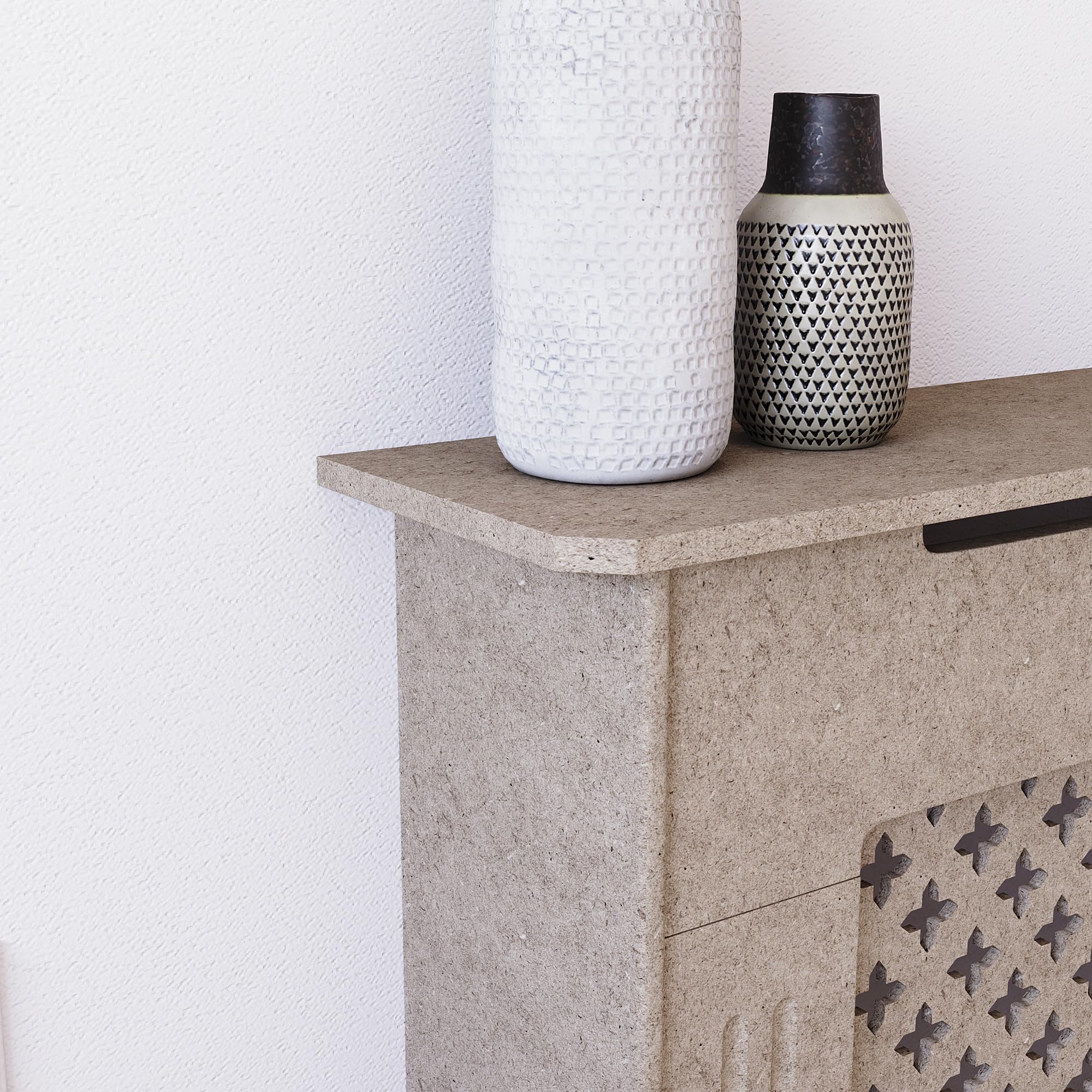 Vida Designs Oxford Radiator Cover – Traditional Cross Pattern, Olive Grey, MDF, Modern Painted Finish, Heat Efficient, Small, (H 82 x W 78 x D 19 cm)