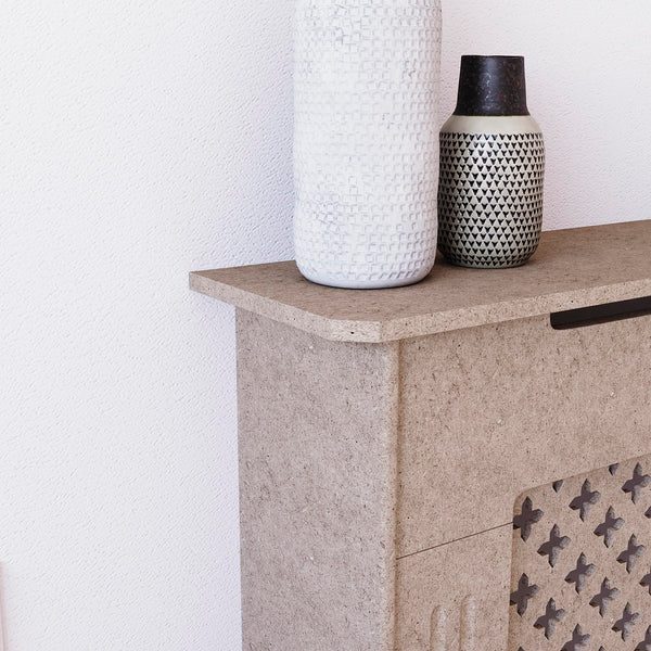 Vida Designs Oxford Radiator Cover – Traditional Cross Pattern, Olive Grey, MDF, Modern Painted Finish, Heat Efficient, Small, (H 82 x W 78 x D 19 cm)