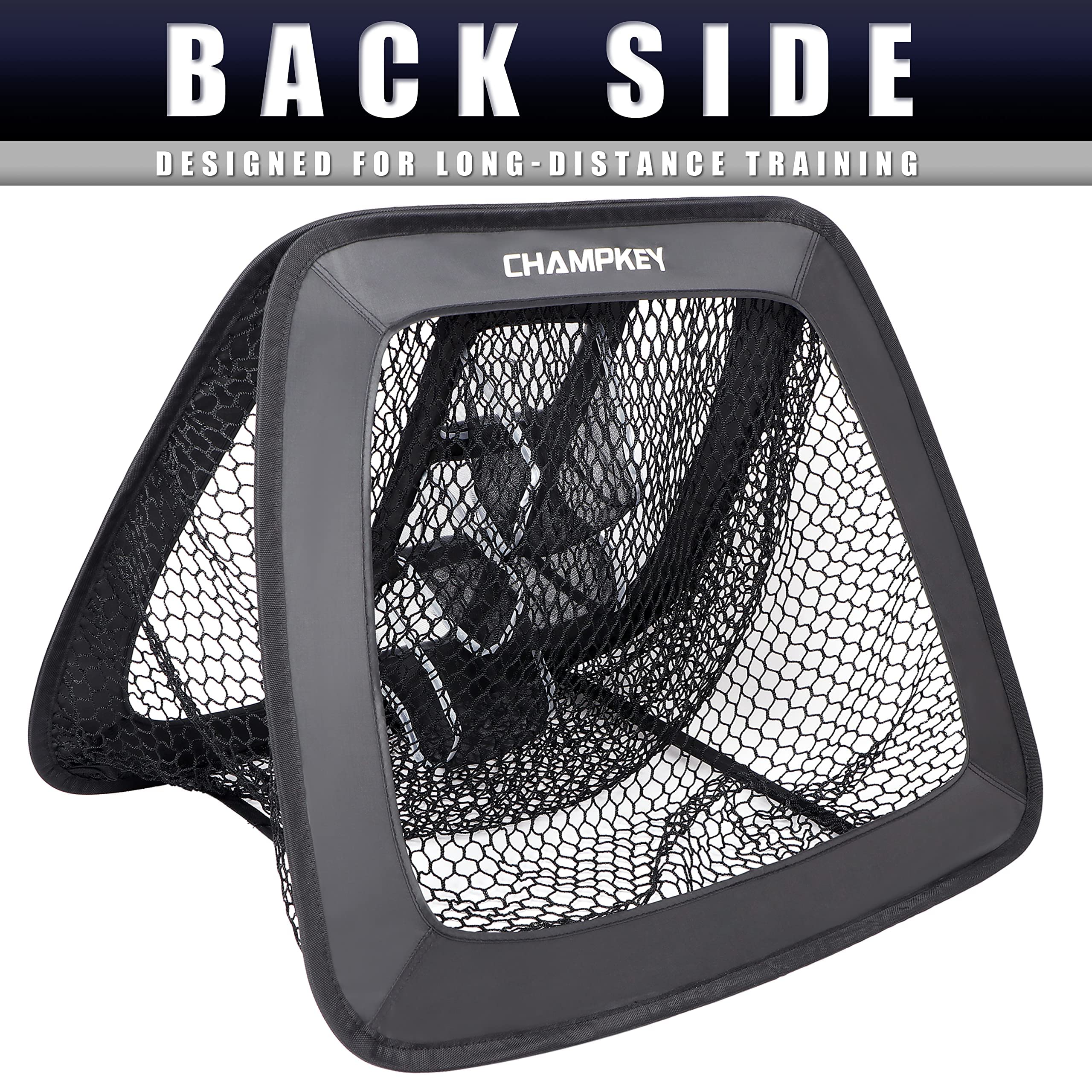 CHAMPKEY Double Sided Golf Chipping Net with Golf Hitting Mat | Come with 12 Foam Golf Balls | 5 Ply-Knotless Netting Chipping Net and Heavy Duty